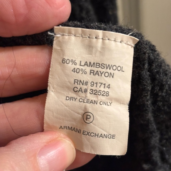 Armani Exchange Women’s Charcoal Gray Open-Front Belted Wool Cardigan, Size L - Picture 5 of 6